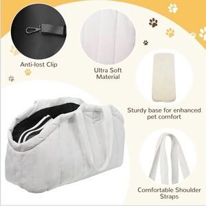 Ultra Soft White Dog Carrier with Anti-Lost Clip